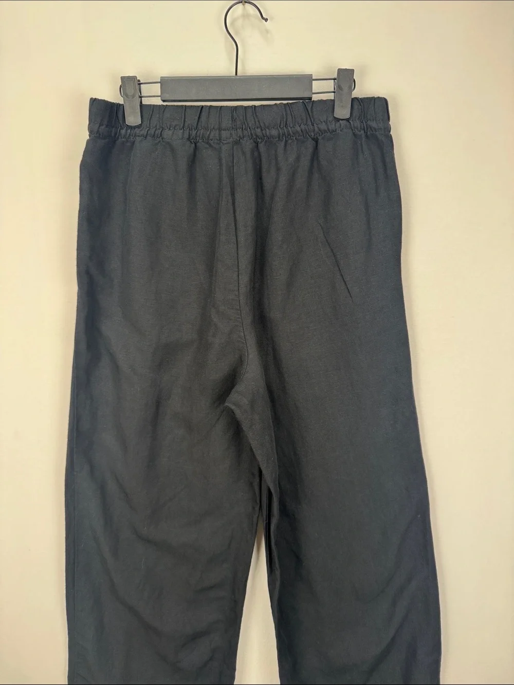 H&M Linen Blend Wide Leg Pants Black Size M
